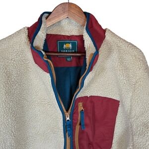 Horizon Bass Creek Outfitters Fleece Jacket L/L Full Zip Outdoor Burgundy Trim